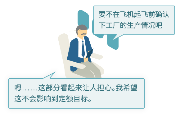 要不在飞机起飞前确认下工厂的生产情况吧。嗯……这部分看起来让人担心。我希望这不会影响到定额目标。